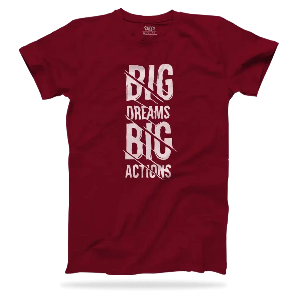 Dippy Drapes Half Sleeves Maroon T-Shirt - Big Dreams Big Action