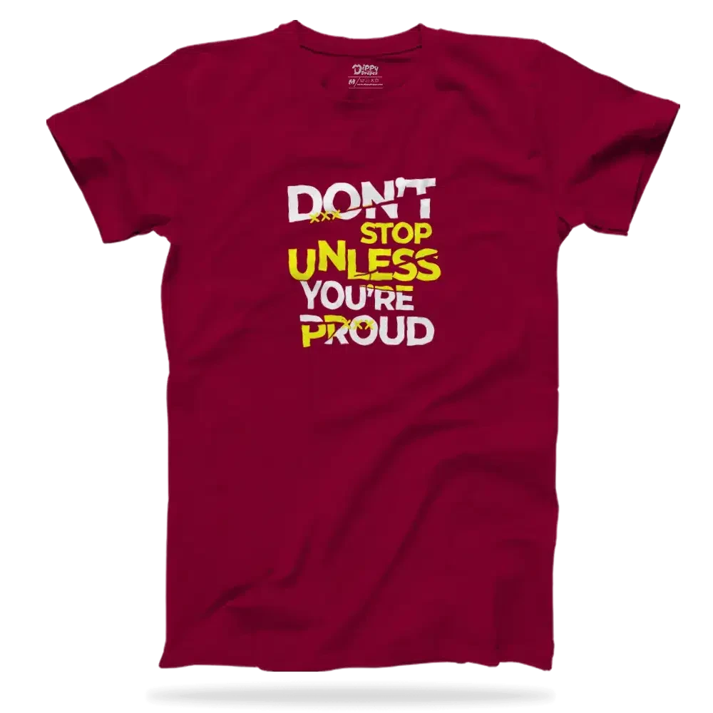 Dippy Drapes Half Sleeves Maroon T-Shirt - Don't Wake Up The Bear