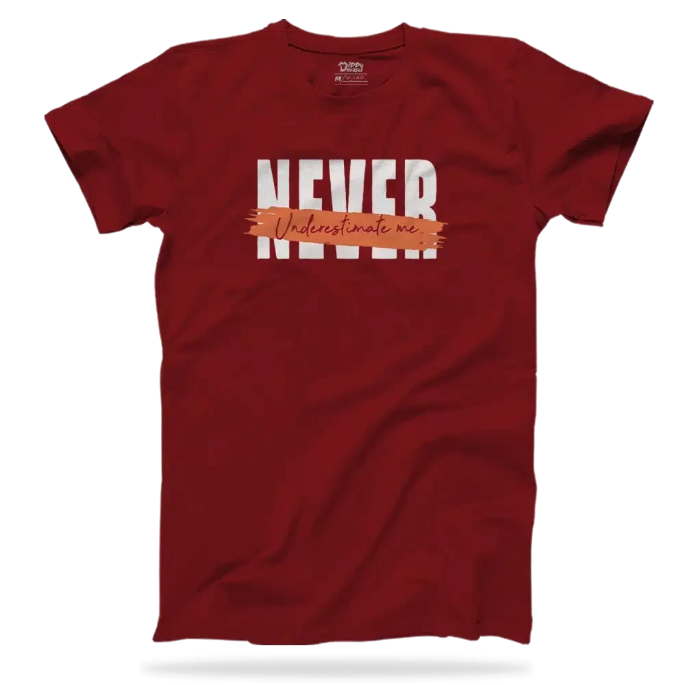 Dippy Drapes Half Sleeves Maroon T-Shirt - Never Under Estimate