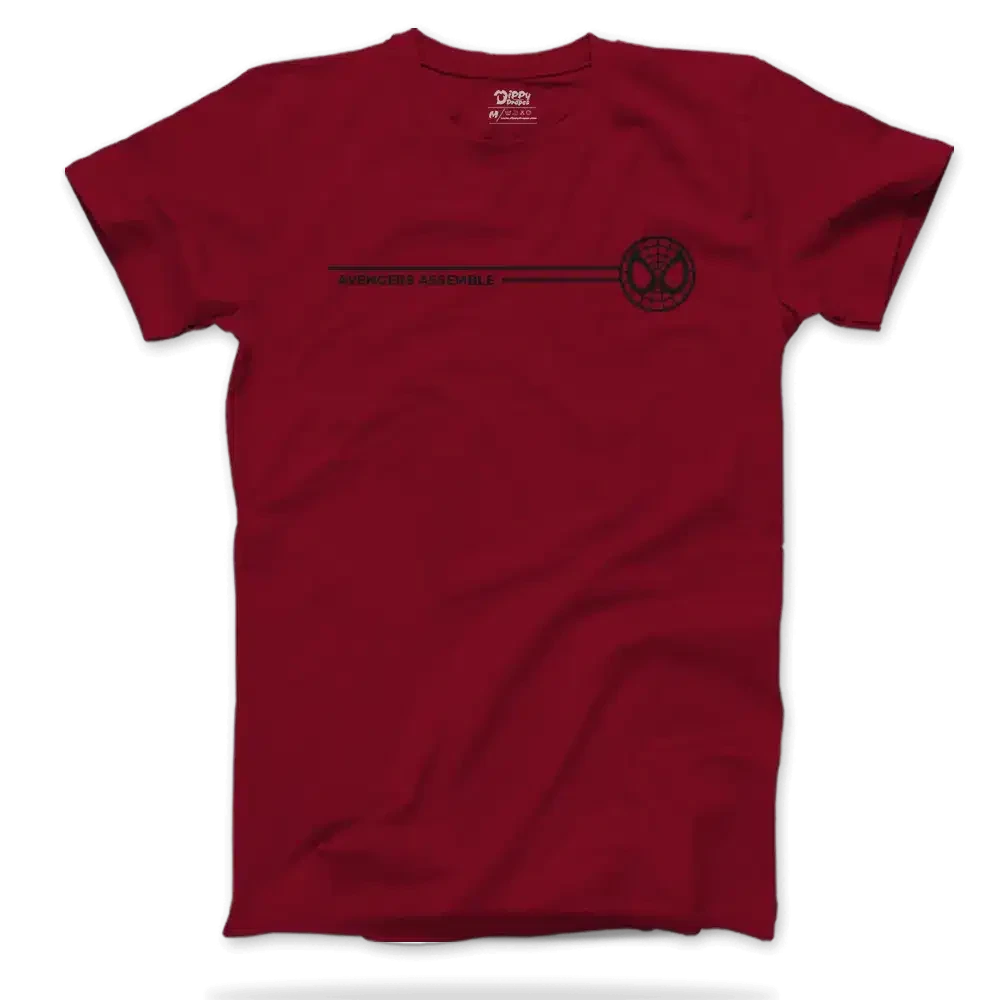 Dippy Drapes Half Sleeves Maroon T-Shirt - SpiderManAvenger