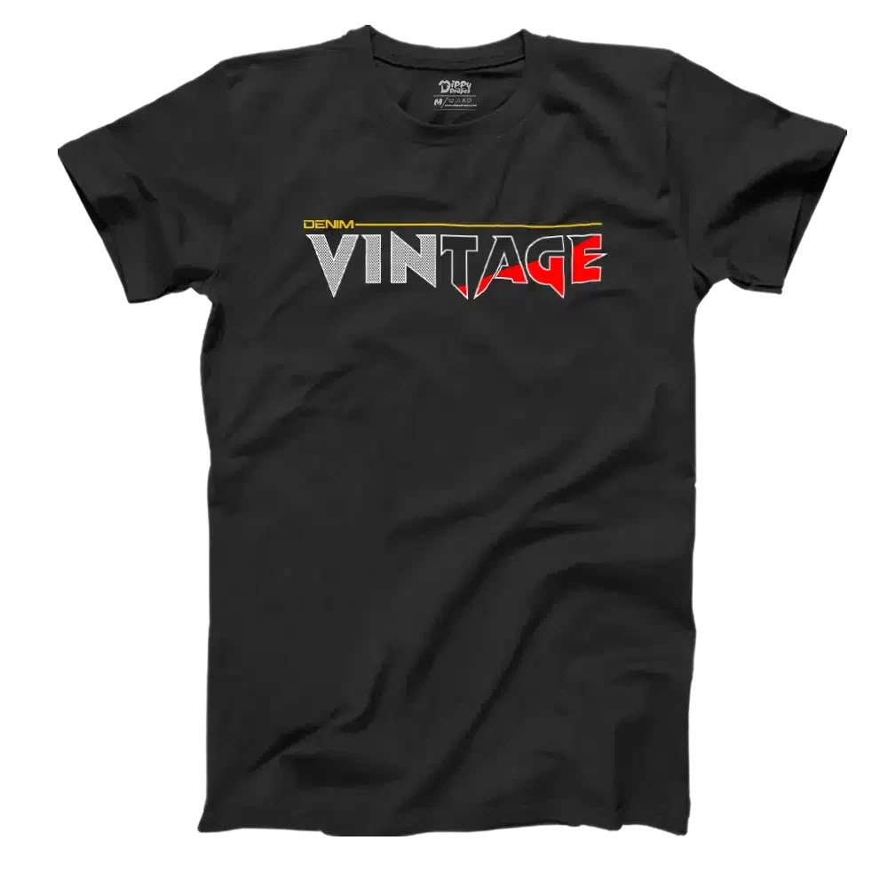 Dippy Drapes Half Sleeves Black T-Shirt - VintageAuthentic