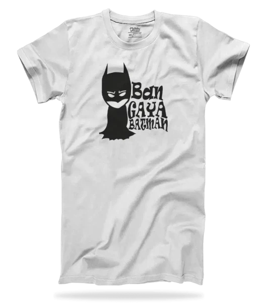 Dippy Drapes Half Sleeves White T-Shirt - Ban Gaya Batman