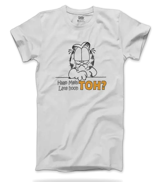 Dippy Drapes Half Sleeves White T-Shirt - Late Garfield